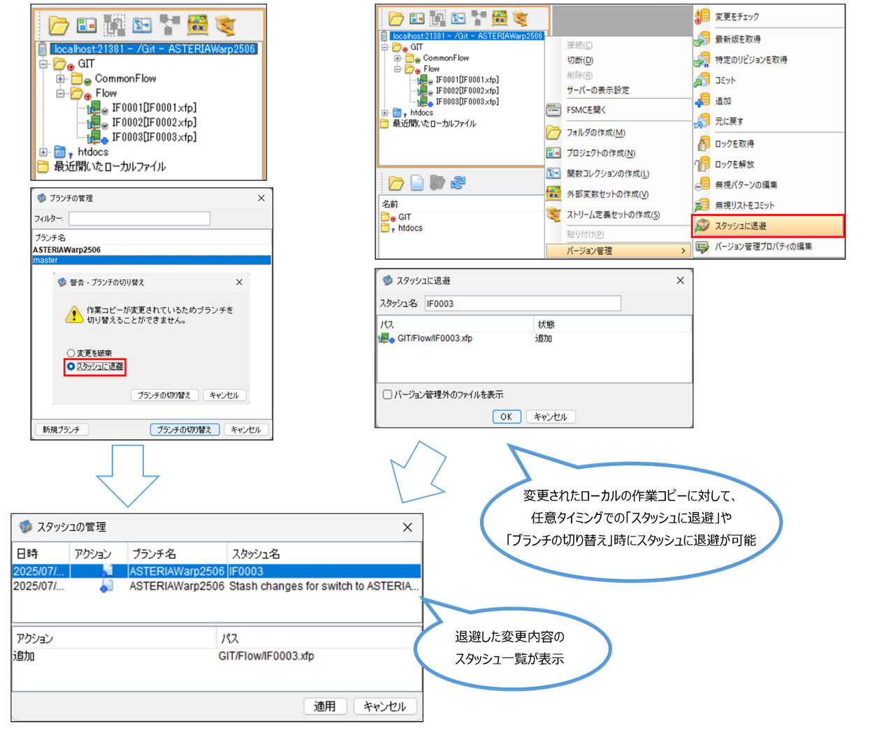 スタッシュ管理機能