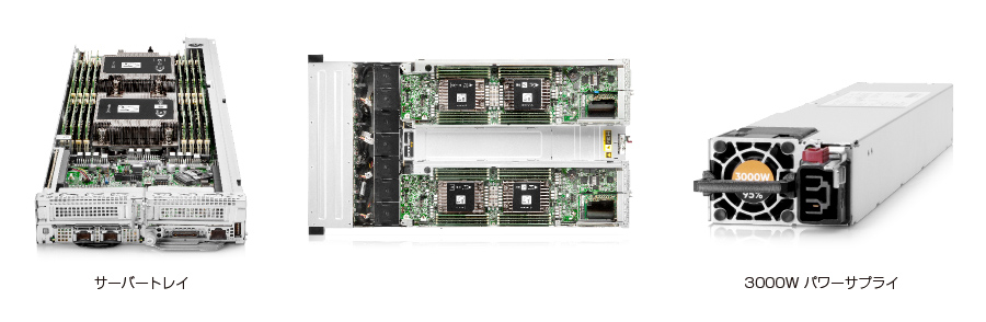 製品画像:サーバートレイ、3000Wパワーサプライ