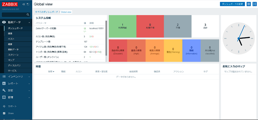 新監視システム(Zabbix)管理画面