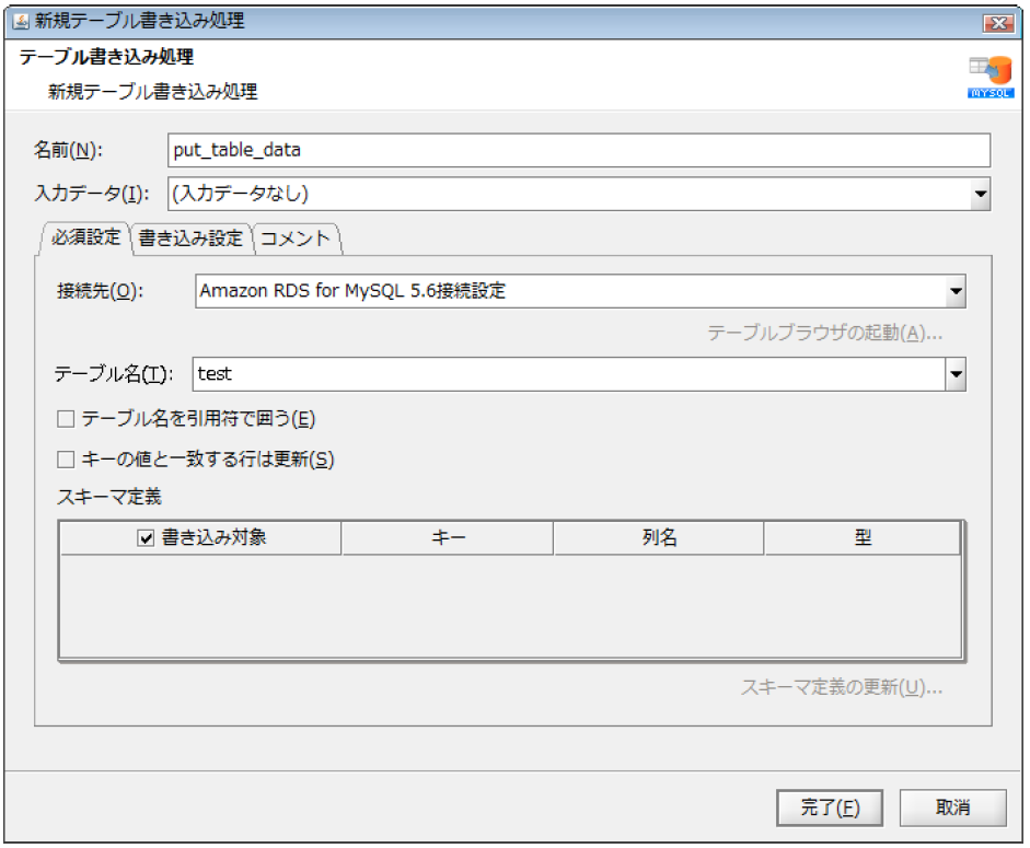 テーブル書き込みアイコン画面