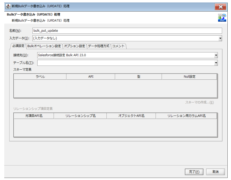 Bulkデータ書き込み（UPDATE）処理