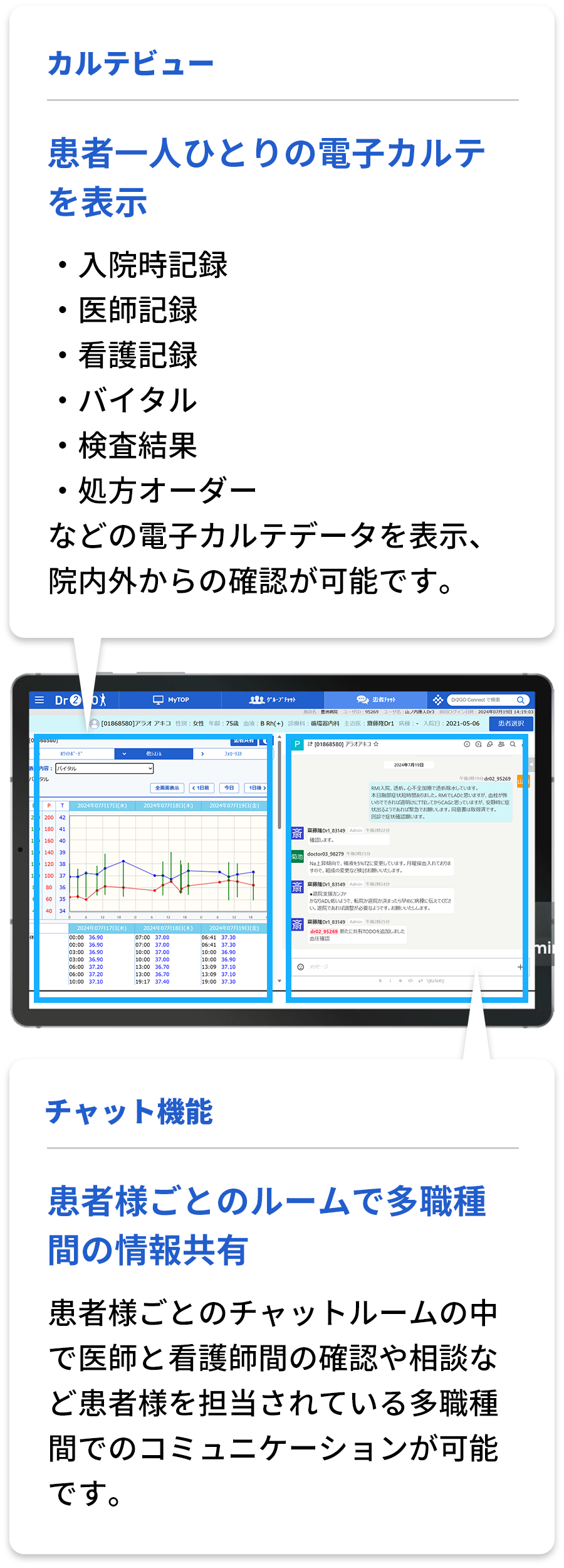 カルテビュー × チャット機能