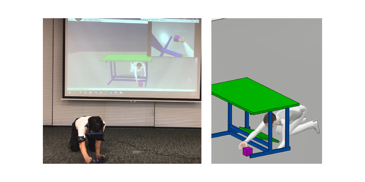 <モーションキャプチャーで記録した動作がErgonomicsに反映される様子>