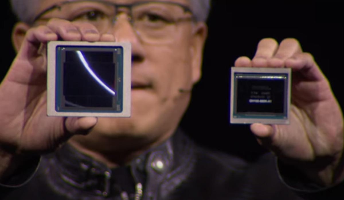 Blackwellの紹介するジェンスン・フアン(出典:NVIDIA)