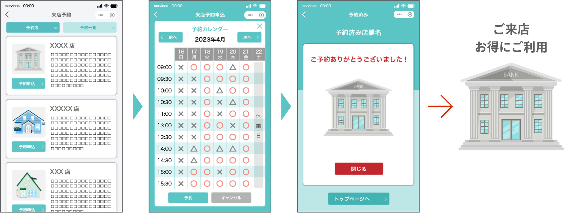自社アプリ上のミニアプリでスムーズに予約実施