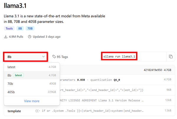 8BのLlama3.1を選択