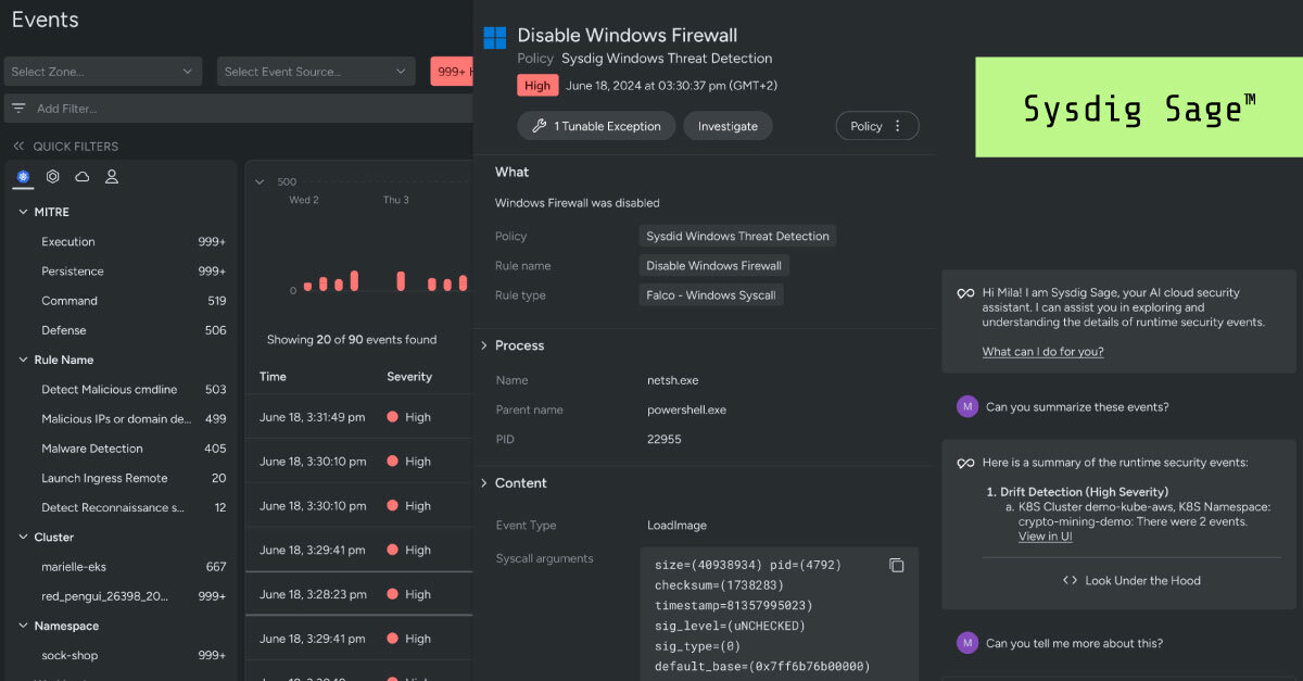 Sysdig Sage™ for CDRでクラウド攻撃への調査を強化